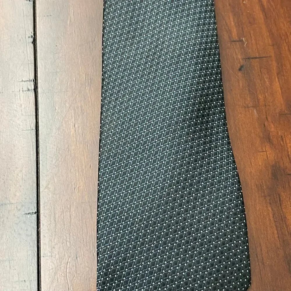 Michael Kors Men's Classic Woven Necktie - Charcoal / Black Geometric NWT